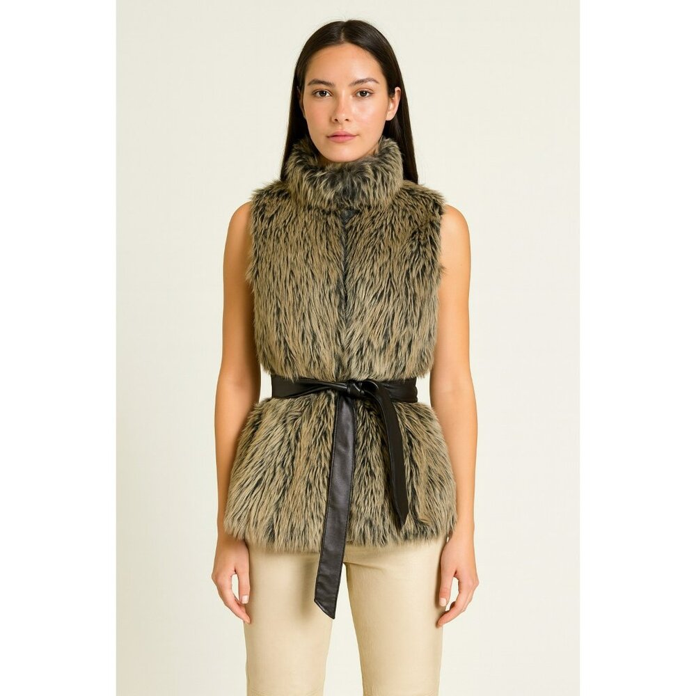 Vintage Y2K Last Kiss Faux Chinchilla Tie Waist Vest